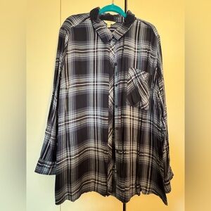 Terra & Sky Plaid Button Down. Size 4x